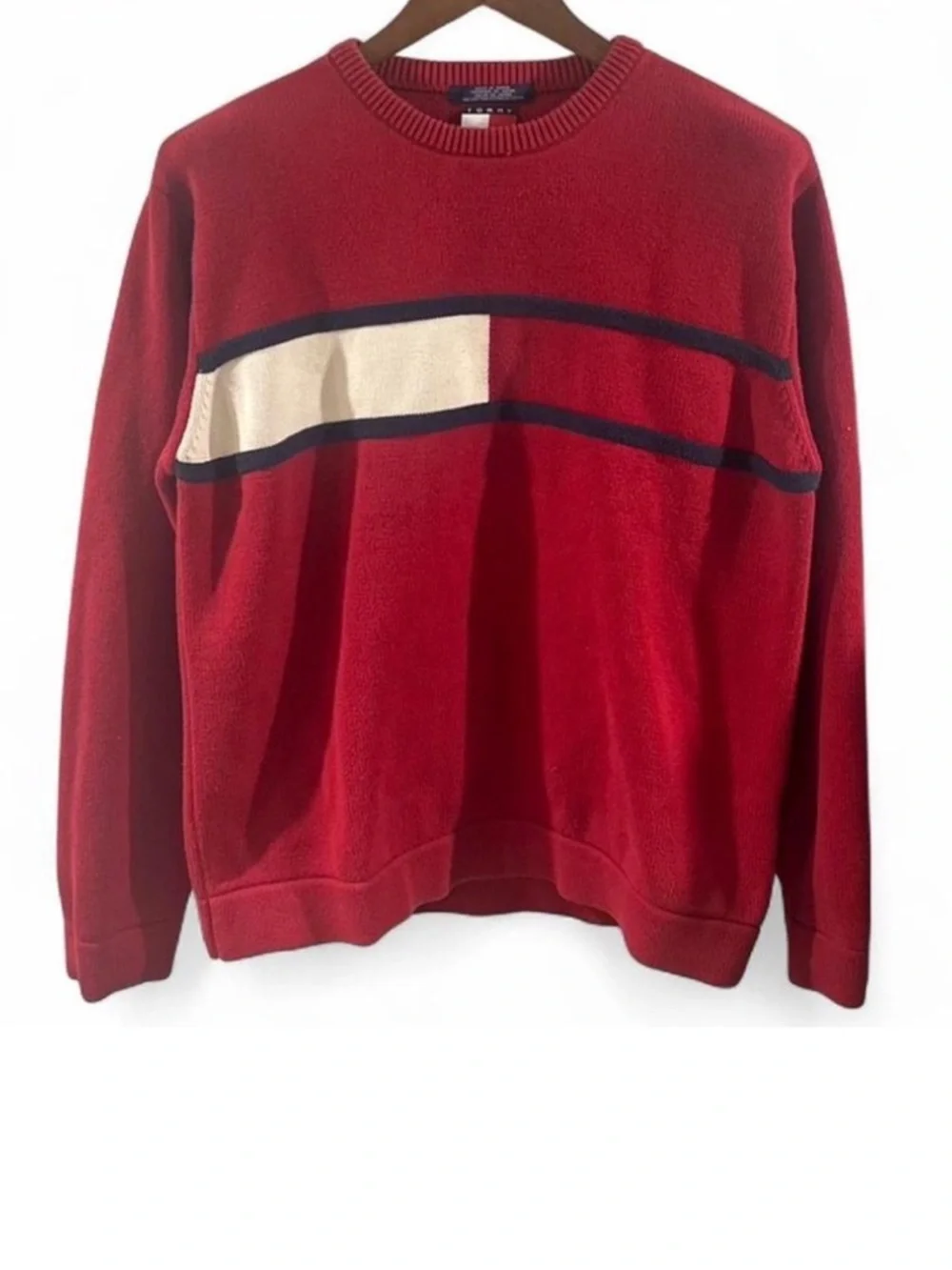 Vintage Tommy Hilfiger Made in Japan Red Crewneck Sweater Size Men’s Large